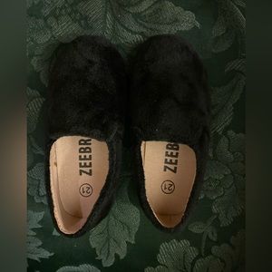 Zebra loafer style velvet shoes